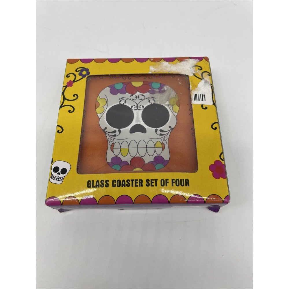 Day Of The Dead Sugar Skull Glass Coasters TMD Holdings